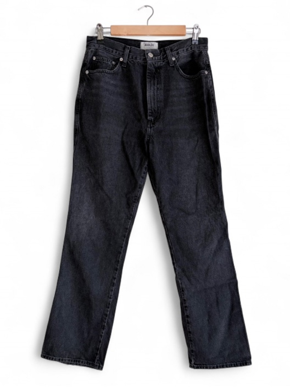 AGOLDE High Rise Straight Leg Black Denim Jeans Size 28